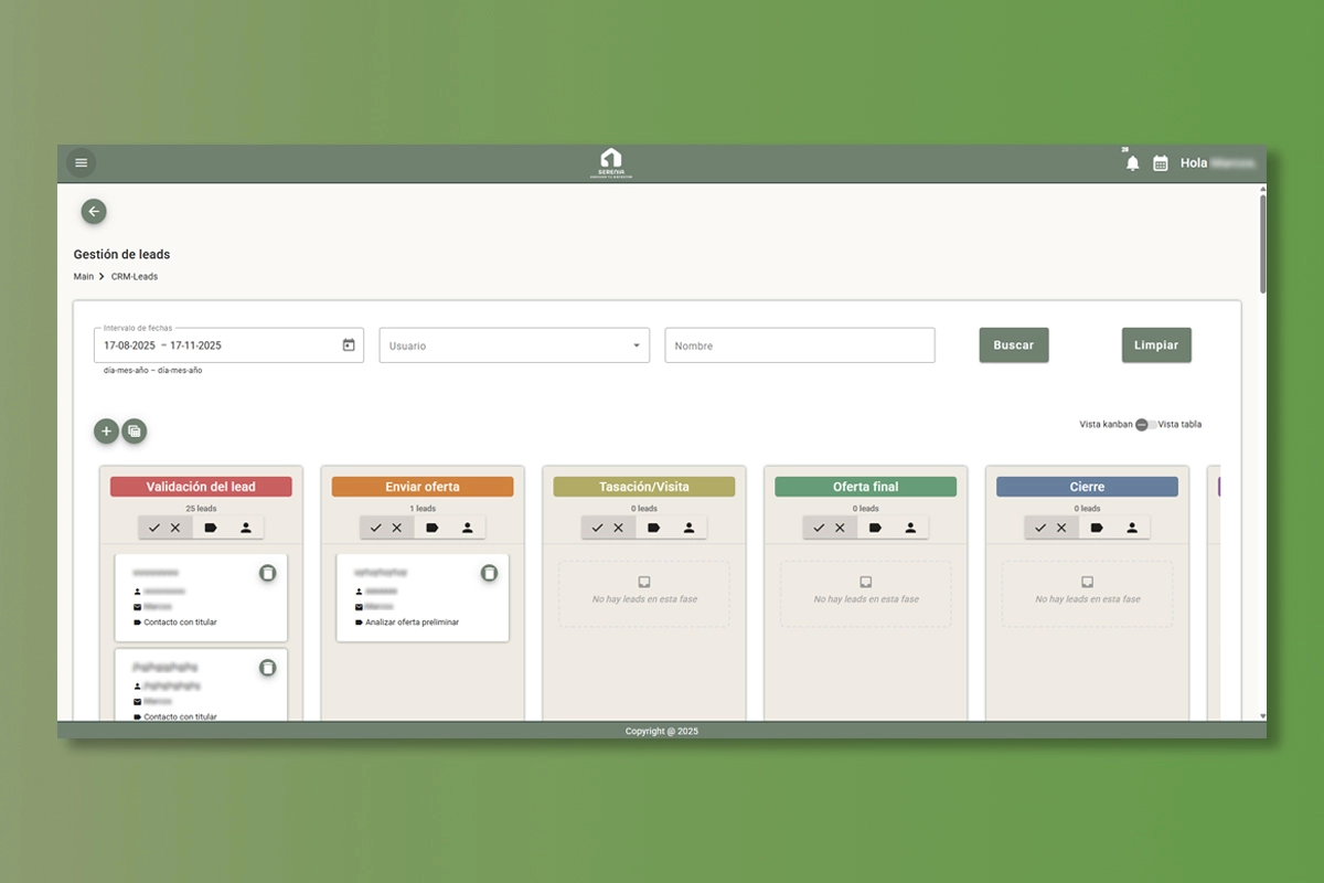 Dashboard ERP Click - Vista principal del software de gestión